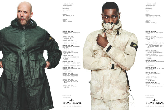 Upgrade your mid-winter outerwear like actor Jason Statham & rapper Dave