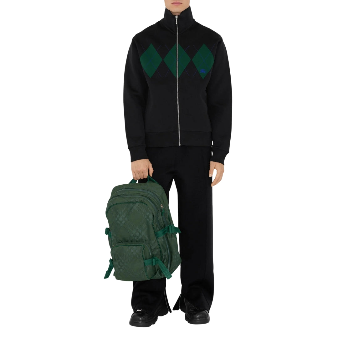 BURBERRY 8080841 Burberry checked jacquard backpack VINE (Green) BACKPACK MALE One Size