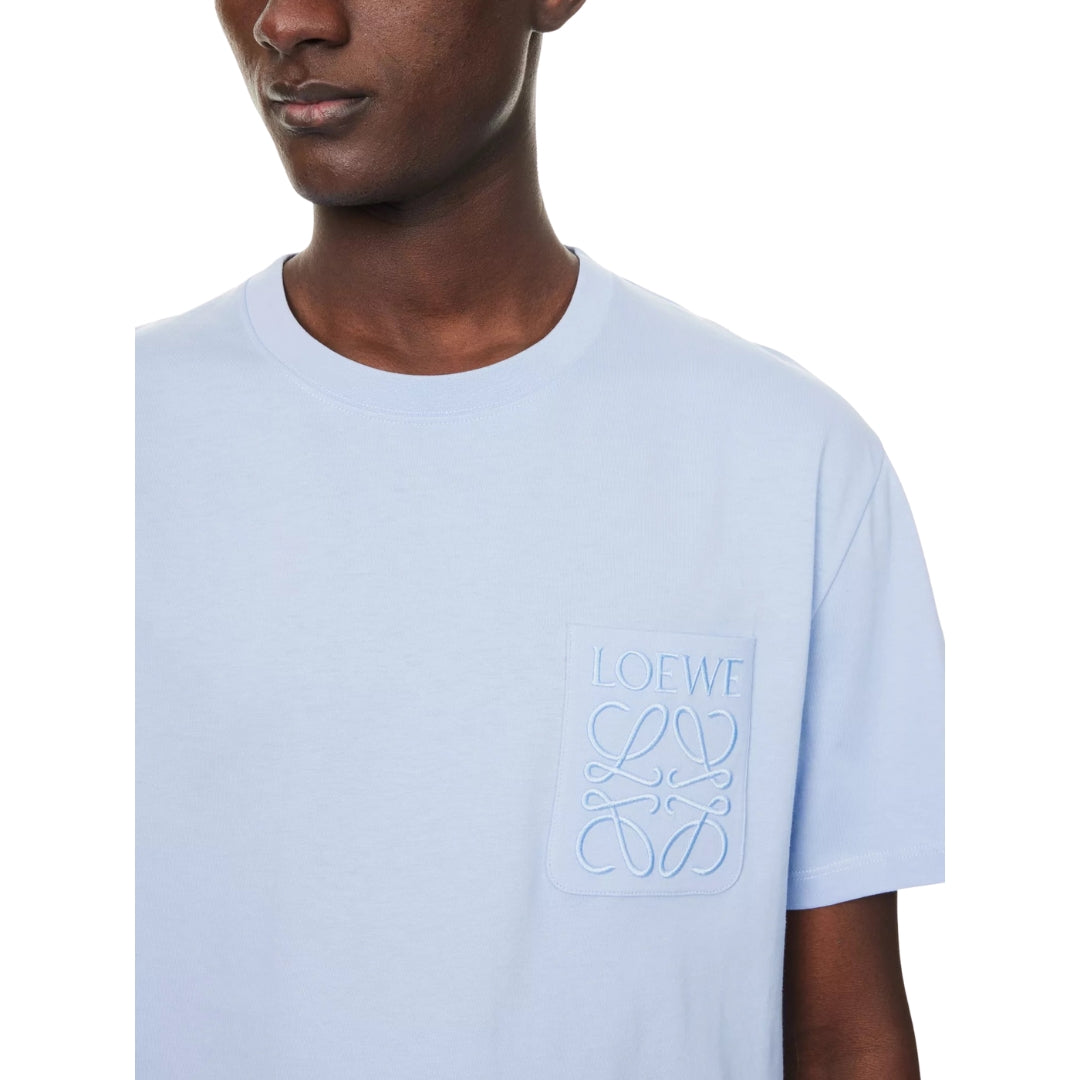 Loewe Tonal Logo Relaxed Fit Blue Pocket T-Shirt