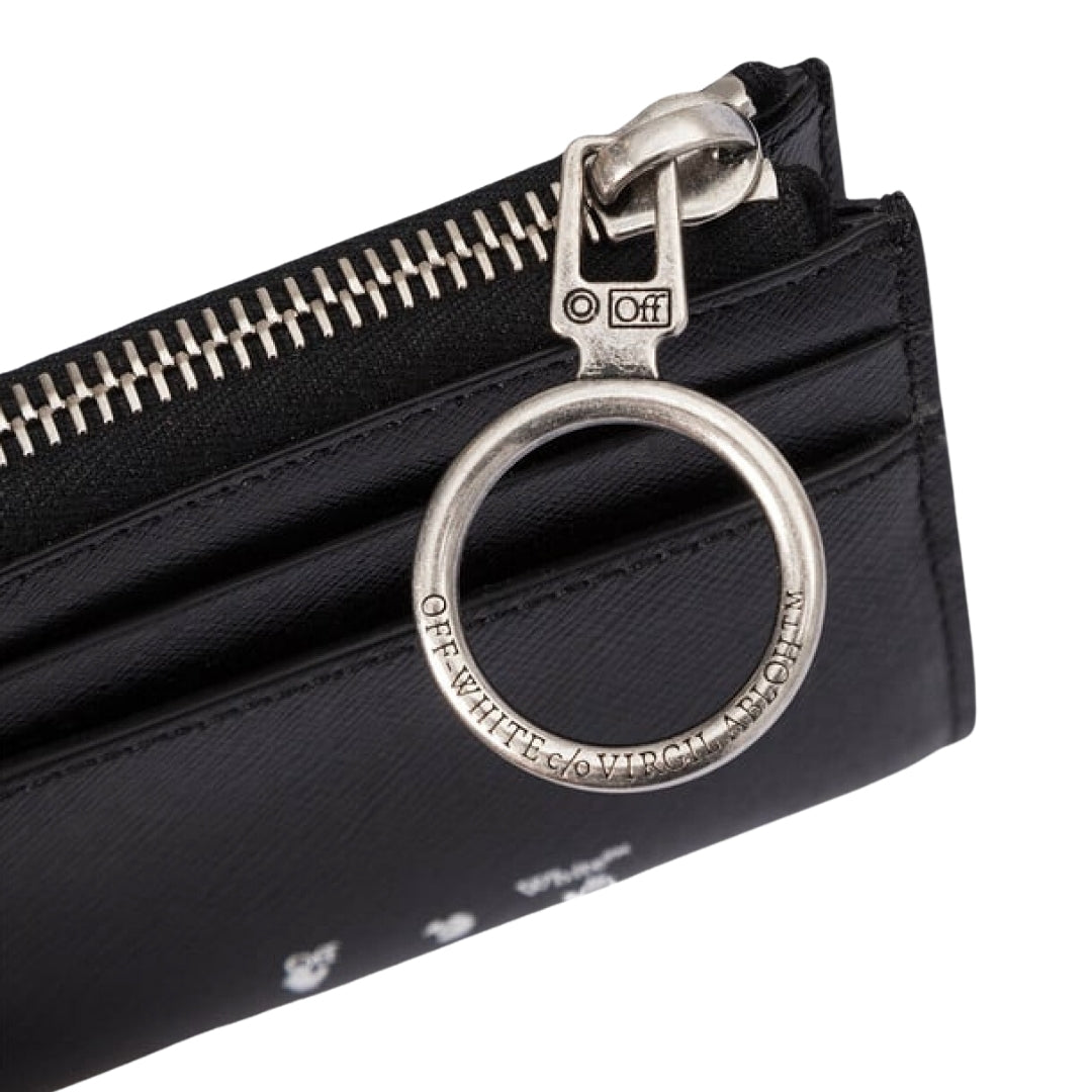 Off White Binder Diag Safe Zip Black Wallet