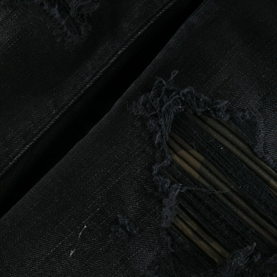 Amiri Leather Camo Mx1 Aged Black Jeans - Style Centre Wholesale