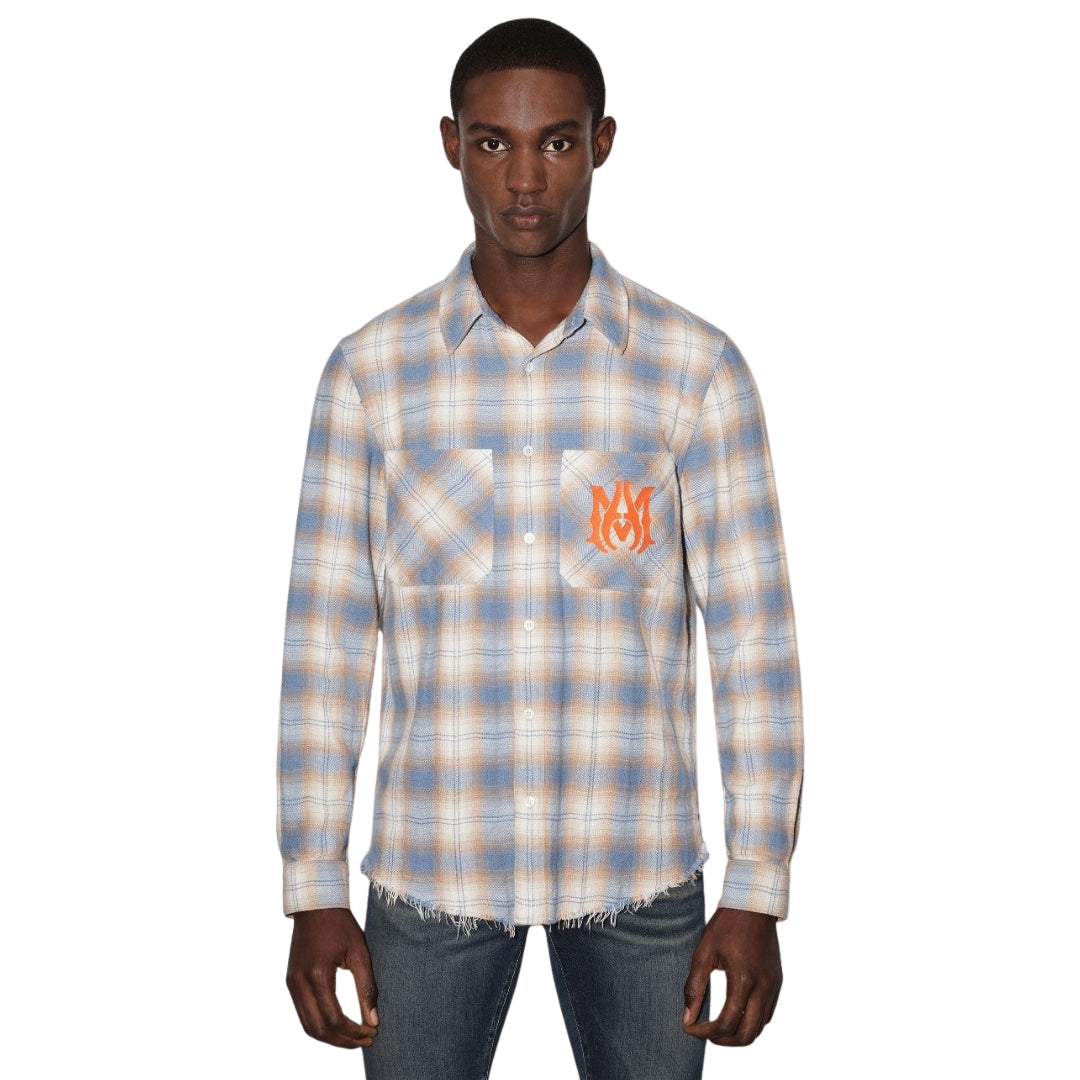 Amiri MA Vintage Stencil Plaid Blue shirt