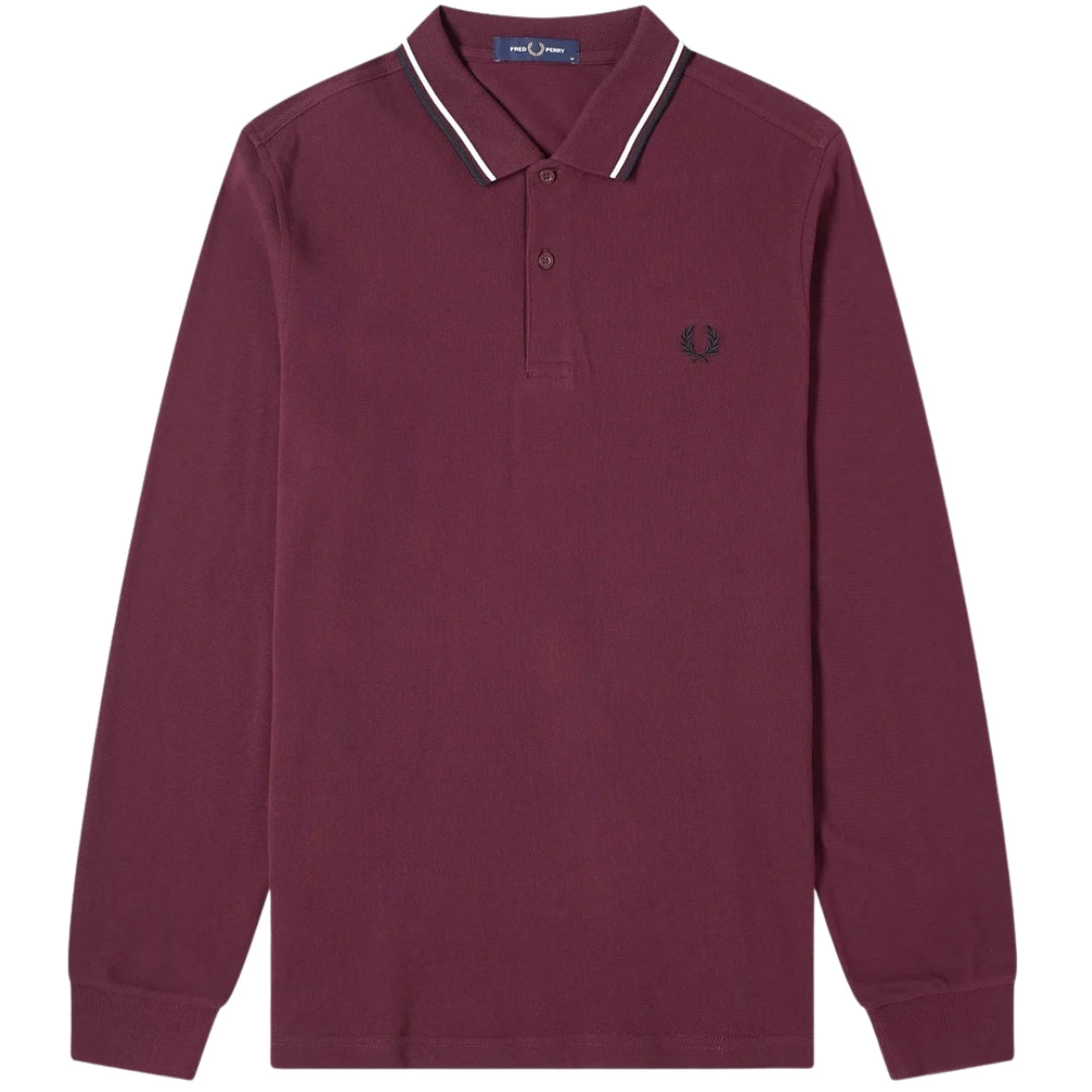 Fred Perry Twin Long Sleeve Burgundy Polo Shirt – Focus Fashion