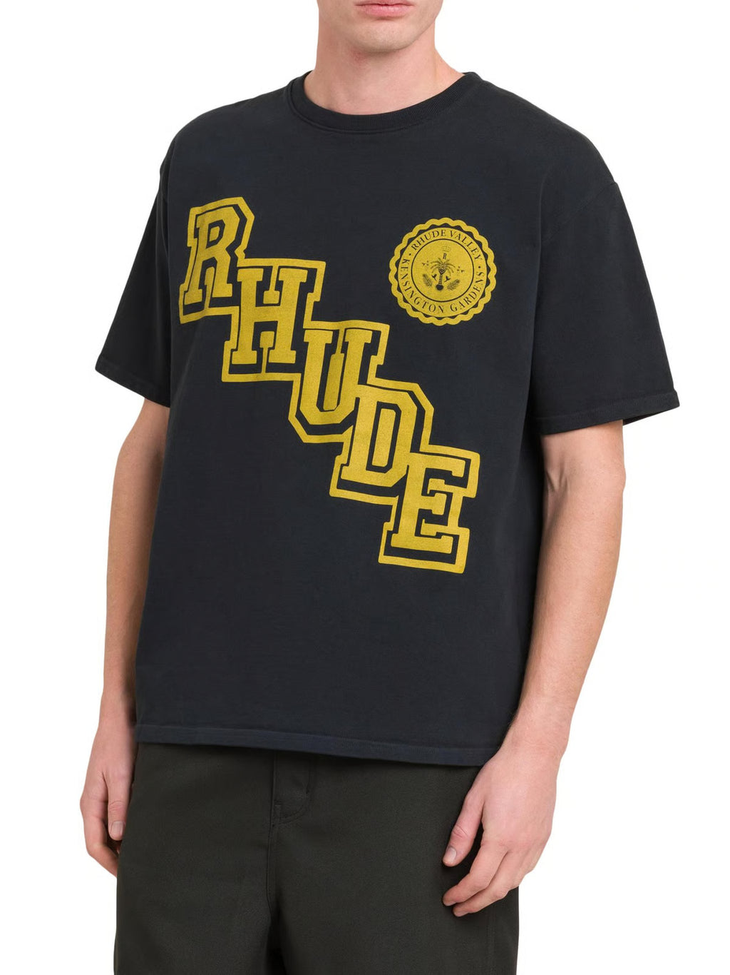 Rhude- Collegiate Crest T-Shirt Black