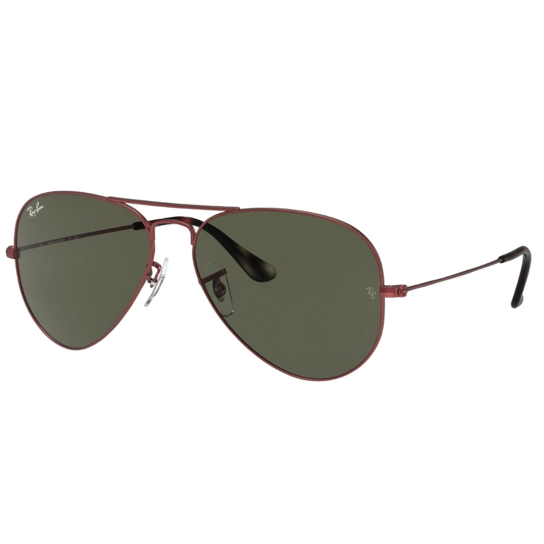 Ray Ban Aviator Green Lens Red Sunglasses