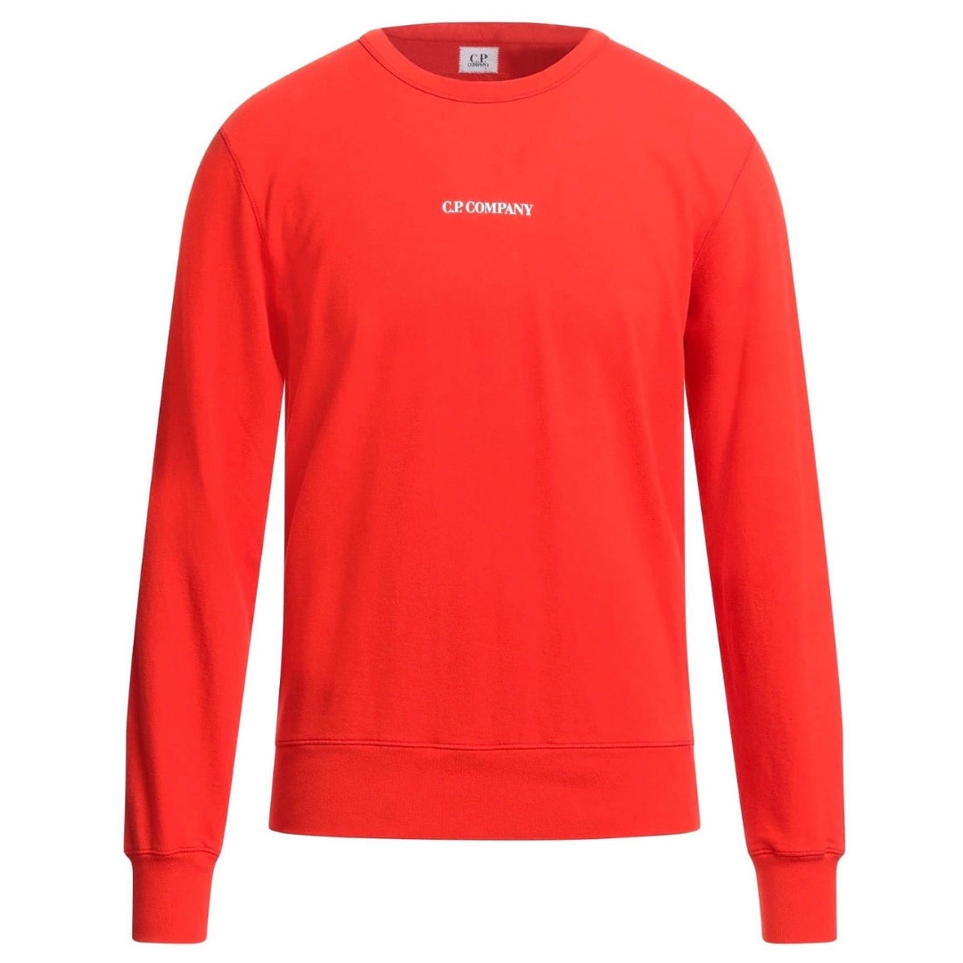 C P Company Brand Logo Red Jumper 12CMSS187A 002246G 455