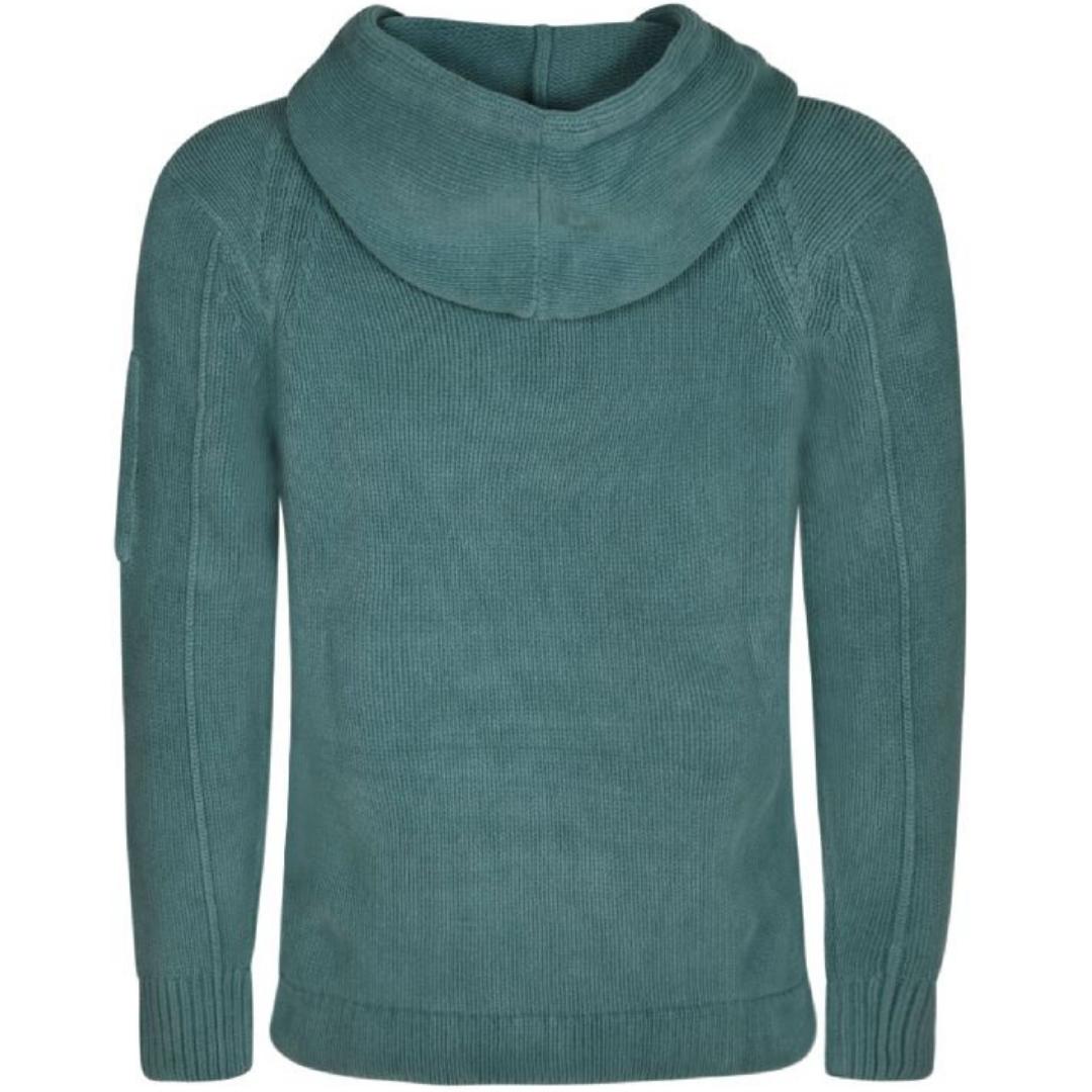 C P Company Chenille Shaded Spruce Cotton Pullover Hoodie 13CMKN015A 005558G 861