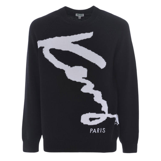 Kenzo Black Knitted Sweater - Style Centre Wholesale