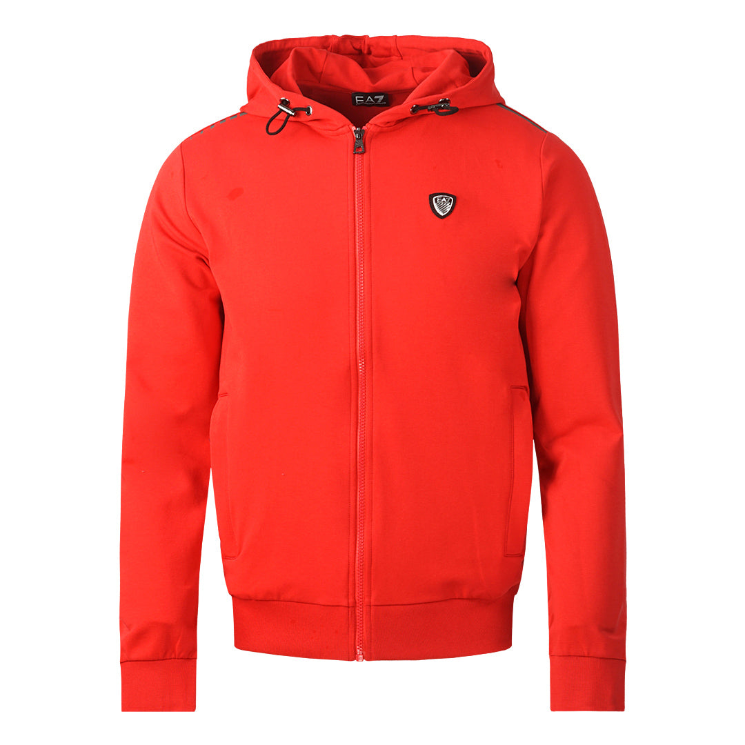 EA7 Metal Chest Logo Red Zip Up Hoodie