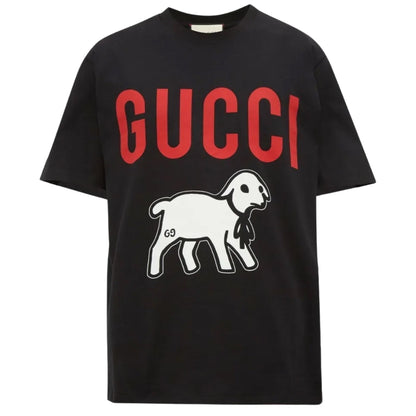 Gucci Lamb Logo Oversized Fit Black T-Shirt S