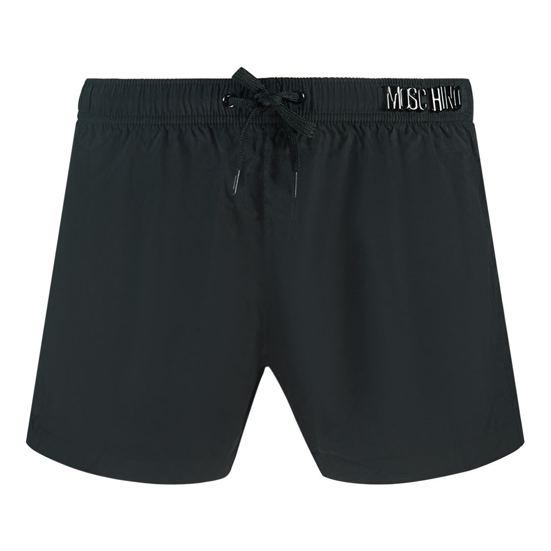 Moschino Black Branded Metal Logo Black Shorts