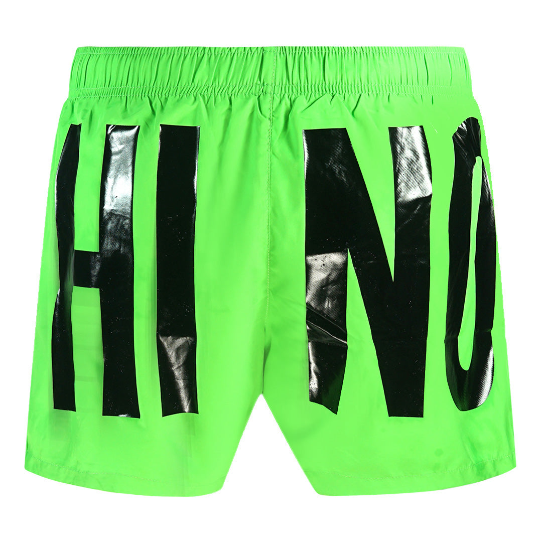 Moschino Large Black Logo Green Shorts