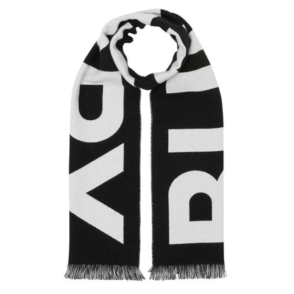 BURBERRY 8054214 Burberry logo-jacquard wool scarf BLACK SCARF MALE One Size