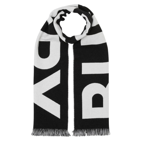 BURBERRY 8054214 Burberry logo-jacquard wool scarf BLACK SCARF MALE One Size