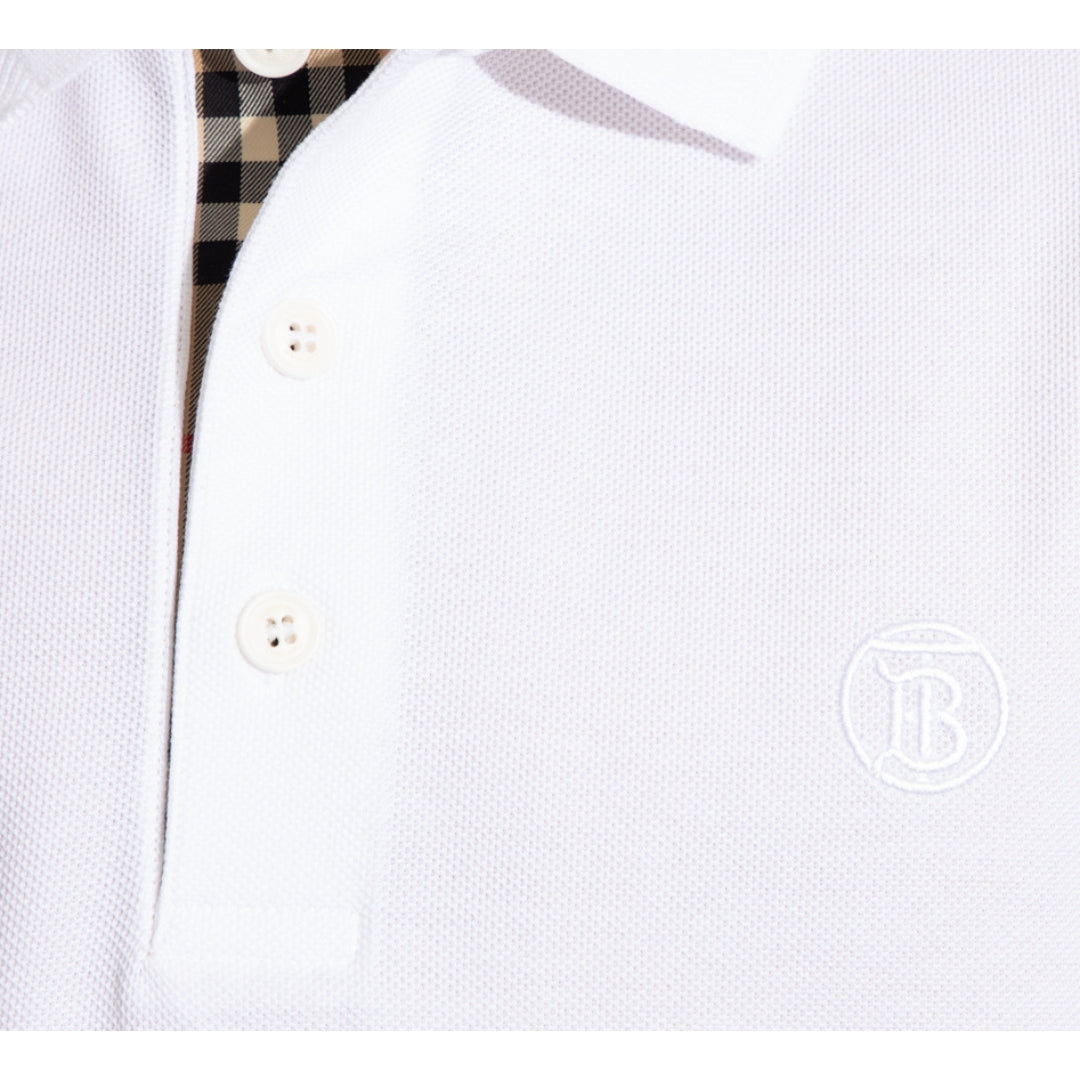 Burberry Branded Circle Logo White Polo Shirt - Style Centre Wholesale