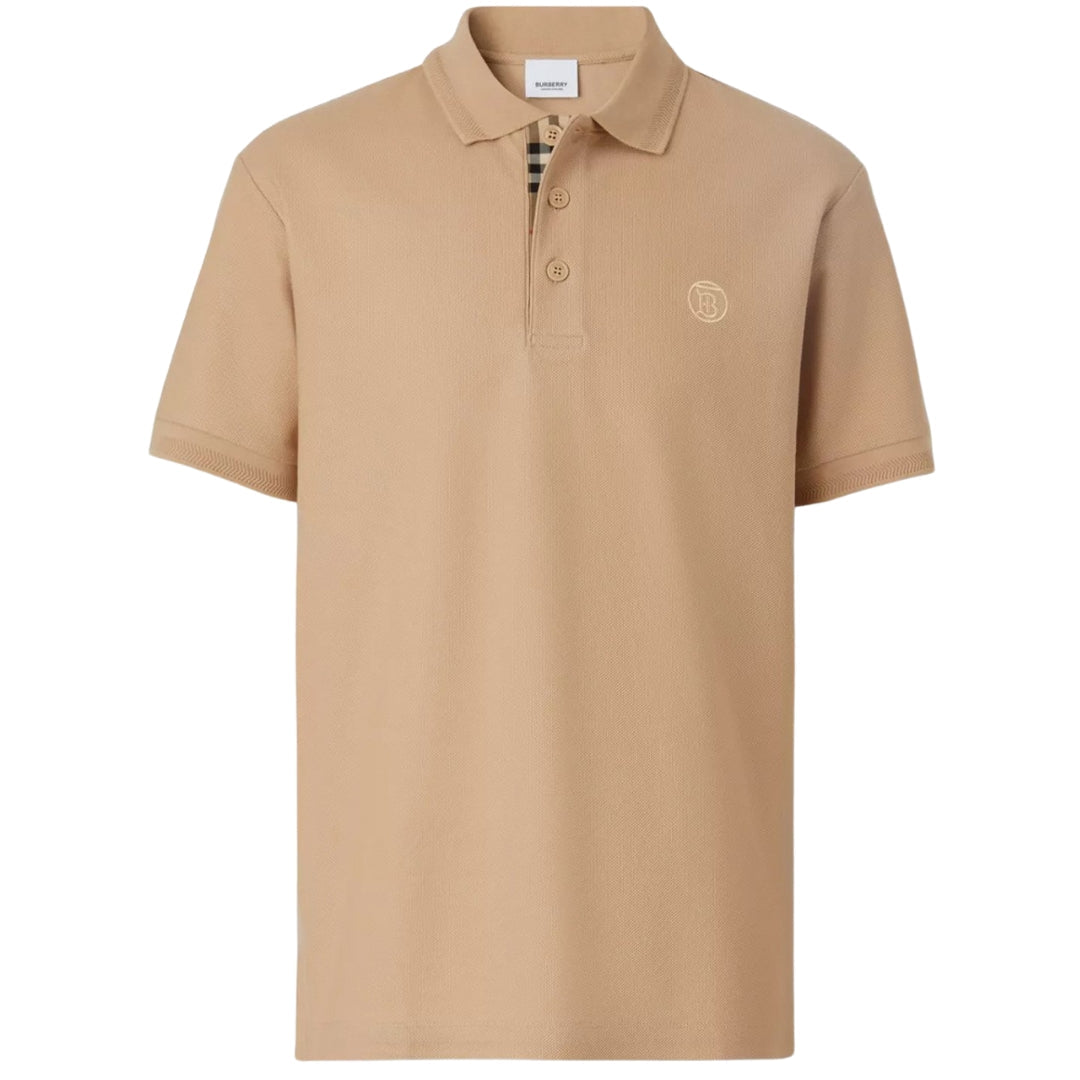 Burberry Branded Circle Logo Camel Beige Polo Shirt - Style Centre Wholesale