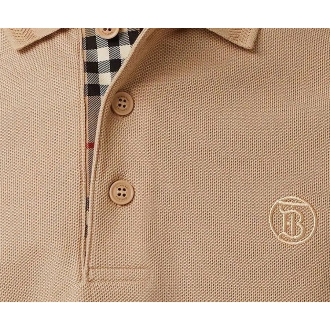 Burberry Branded Circle Logo Camel Beige Polo Shirt - Style Centre Wholesale