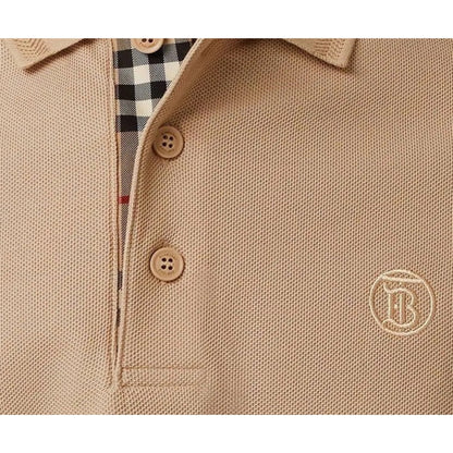 Burberry Branded Circle Logo Camel Beige Polo Shirt - Style Centre Wholesale