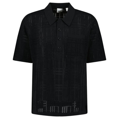BURBERRY 8070313 Tristam Check Knitted Polo Black BLACK POLO SHIRT MALE XL