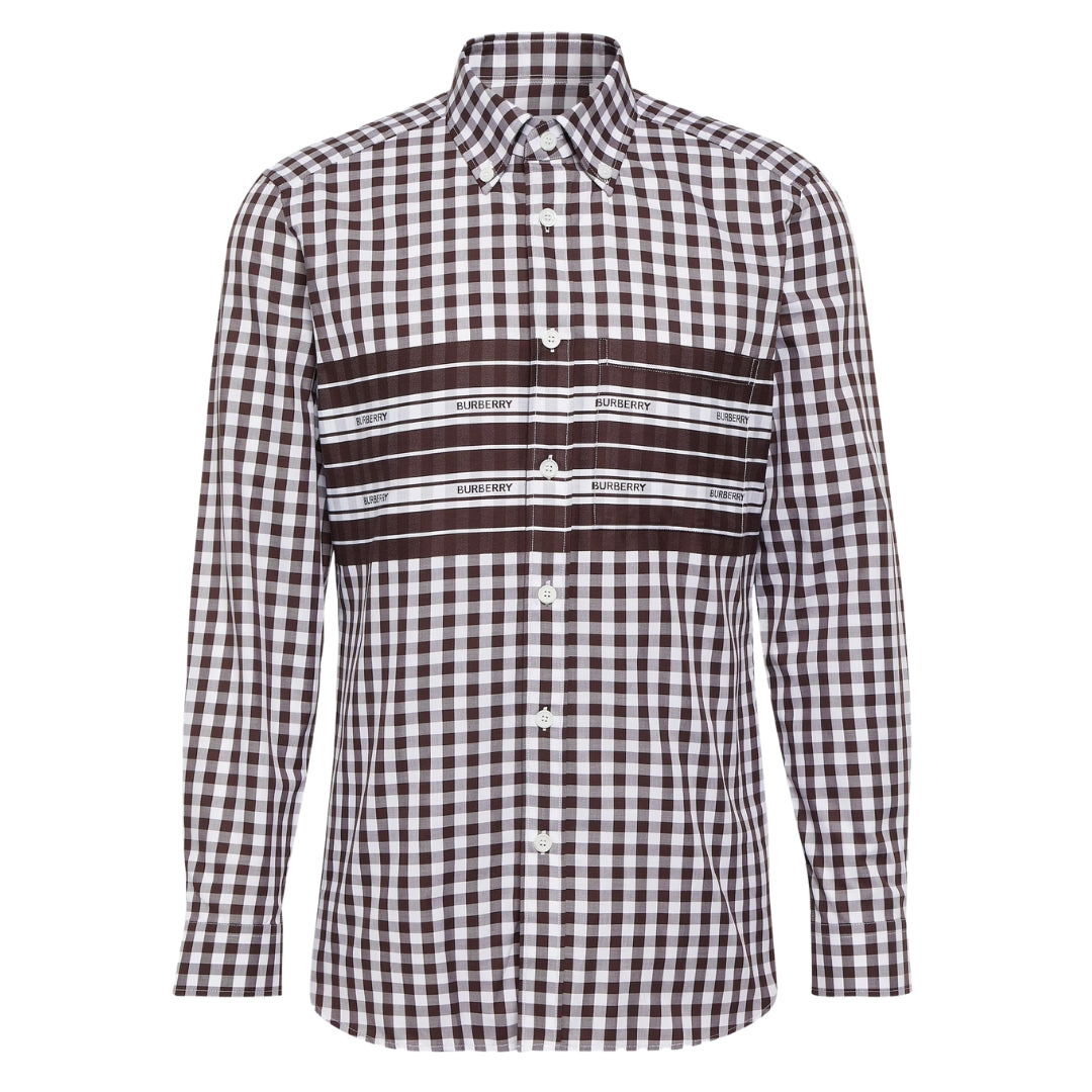 BURBERRY 8070867 Burberry Cotton Poplin Check Shirt DARK BURGANDY CASUAL SHIRT MALE S
