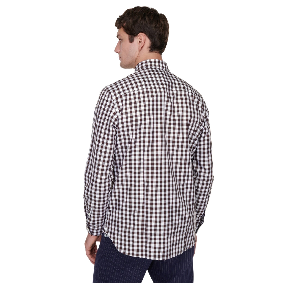 BURBERRY 8070867 Burberry Cotton Poplin Check Shirt DARK BURGANDY CASUAL SHIRT MALE S