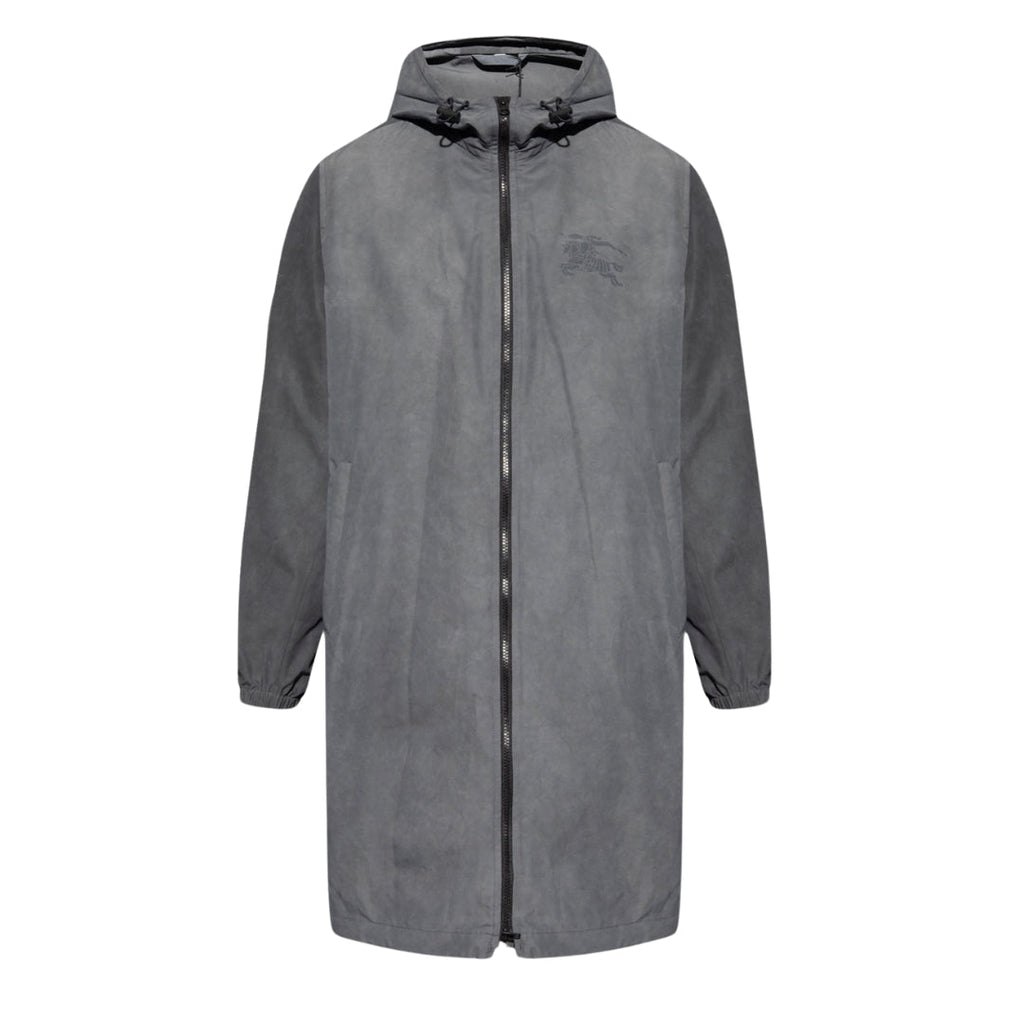 BURBERRY 8071566 Burberry Logo Printed Zipped Hooded Coat Grey JACKET MALE S