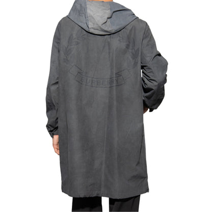 BURBERRY 8071566 Burberry Logo Printed Zipped Hooded Coat Grey JACKET MALE S
