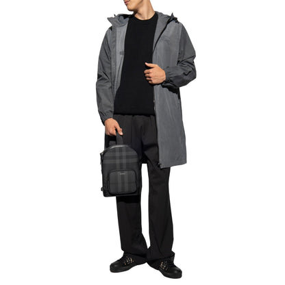 BURBERRY 8071566 Burberry Logo Printed Zipped Hooded Coat Grey JACKET MALE S