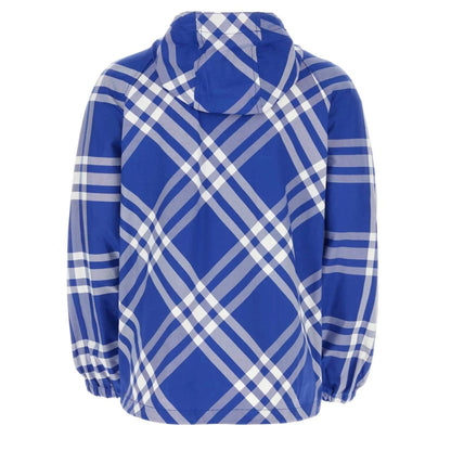 BURBERRY 8077178 Burberry Check-Pattern Hooded Zip-Up Jacket KNIGHT IP CHECK (Blue) JACKET MALE XL