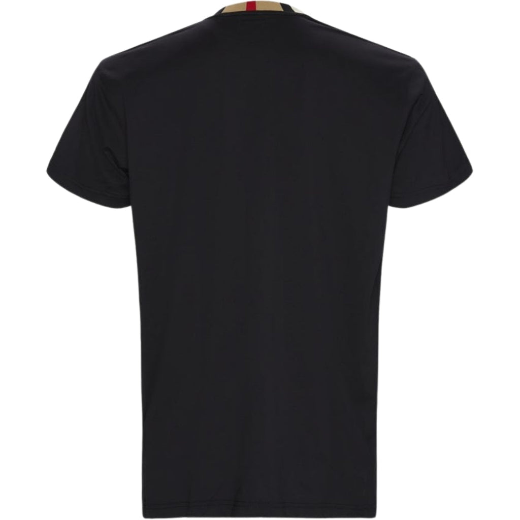 Burberry Pattern Collar Black Oversized T-Shirt S