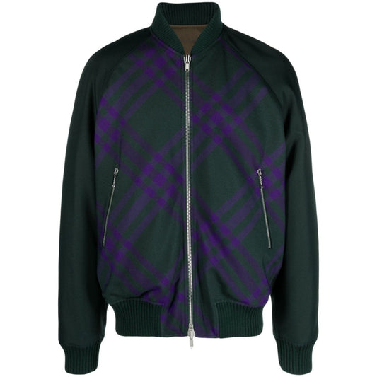 BURBERRY 8078899 Burberry Check reversible bomber jacket DEEP ROYAL IP CHECK (Green) JACKET MALE S