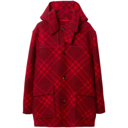 BURBERRY 8078910 Burberry Wool Check Parka RIPPLE/PILLAR (Red) JACKET MALE M