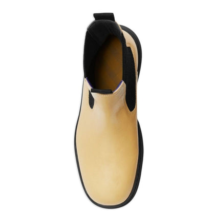 BURBERRY 8080141 Burberry Creeper leather Chelsea boots CUSTARD (Beige) CHELSEA BOOT MALE UK 8