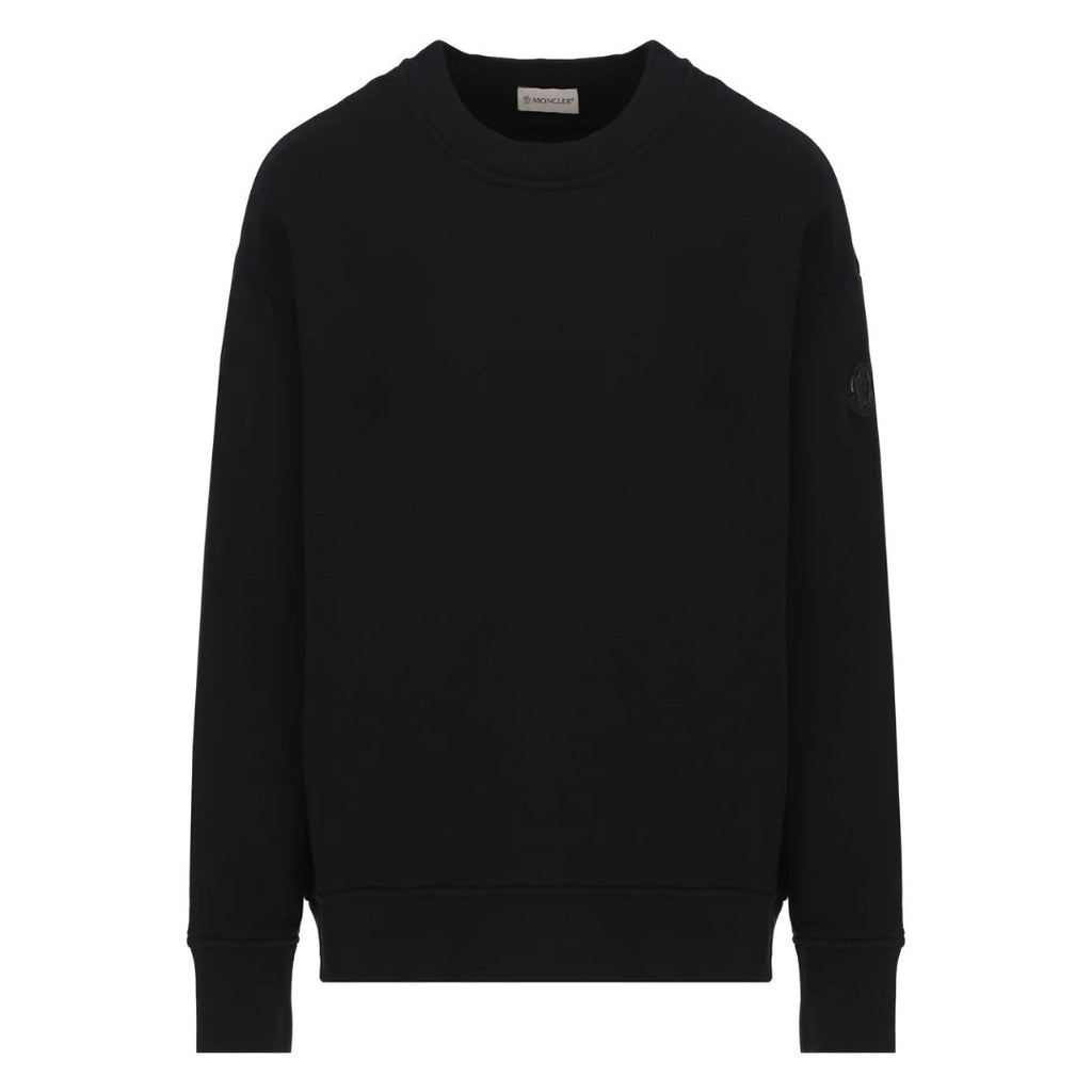 Moncler Detailed Logo On Back Black Sweatshirt - Style Centre Wholesale