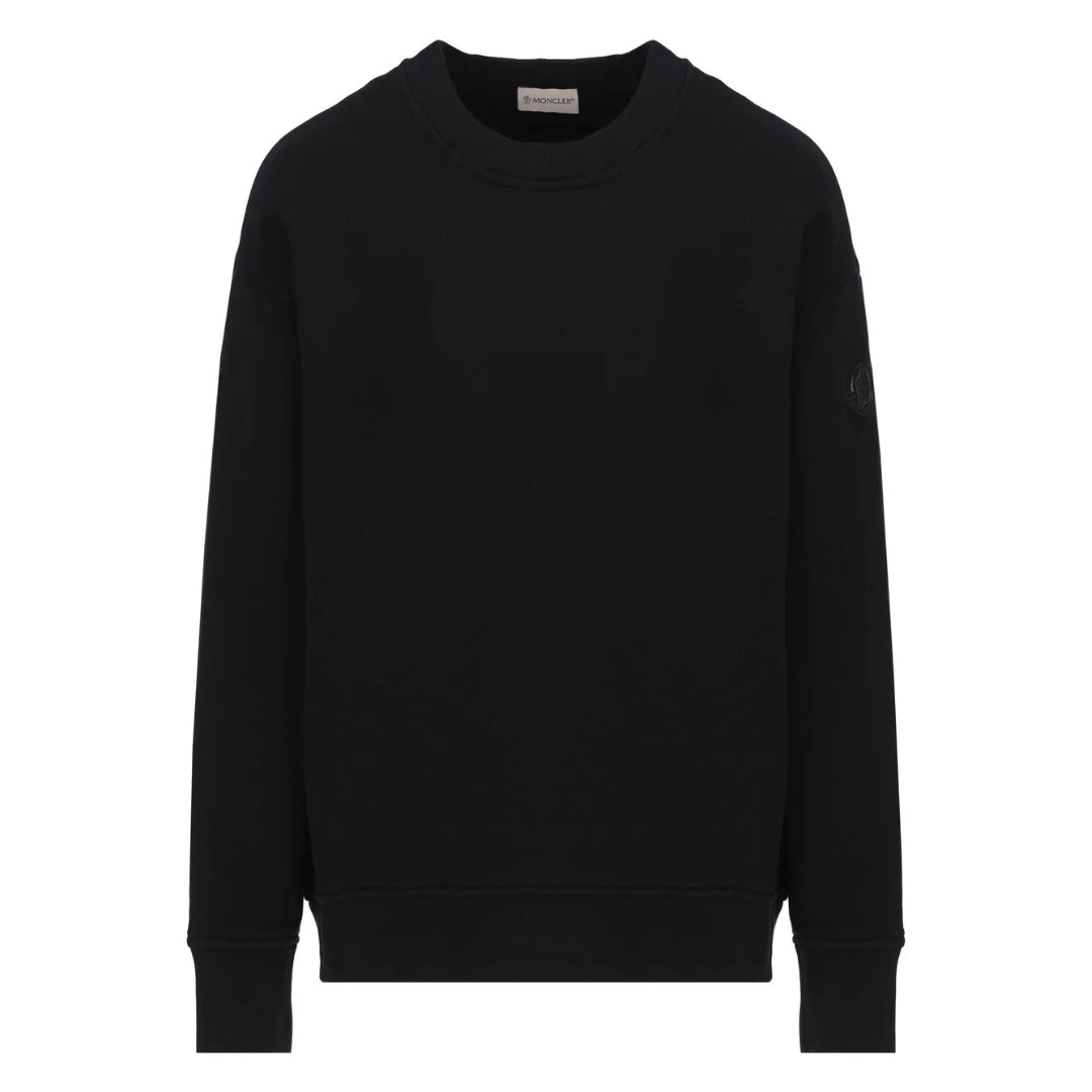 Moncler Detailed Logo On Back Black Sweatshirt - Style Centre Wholesale