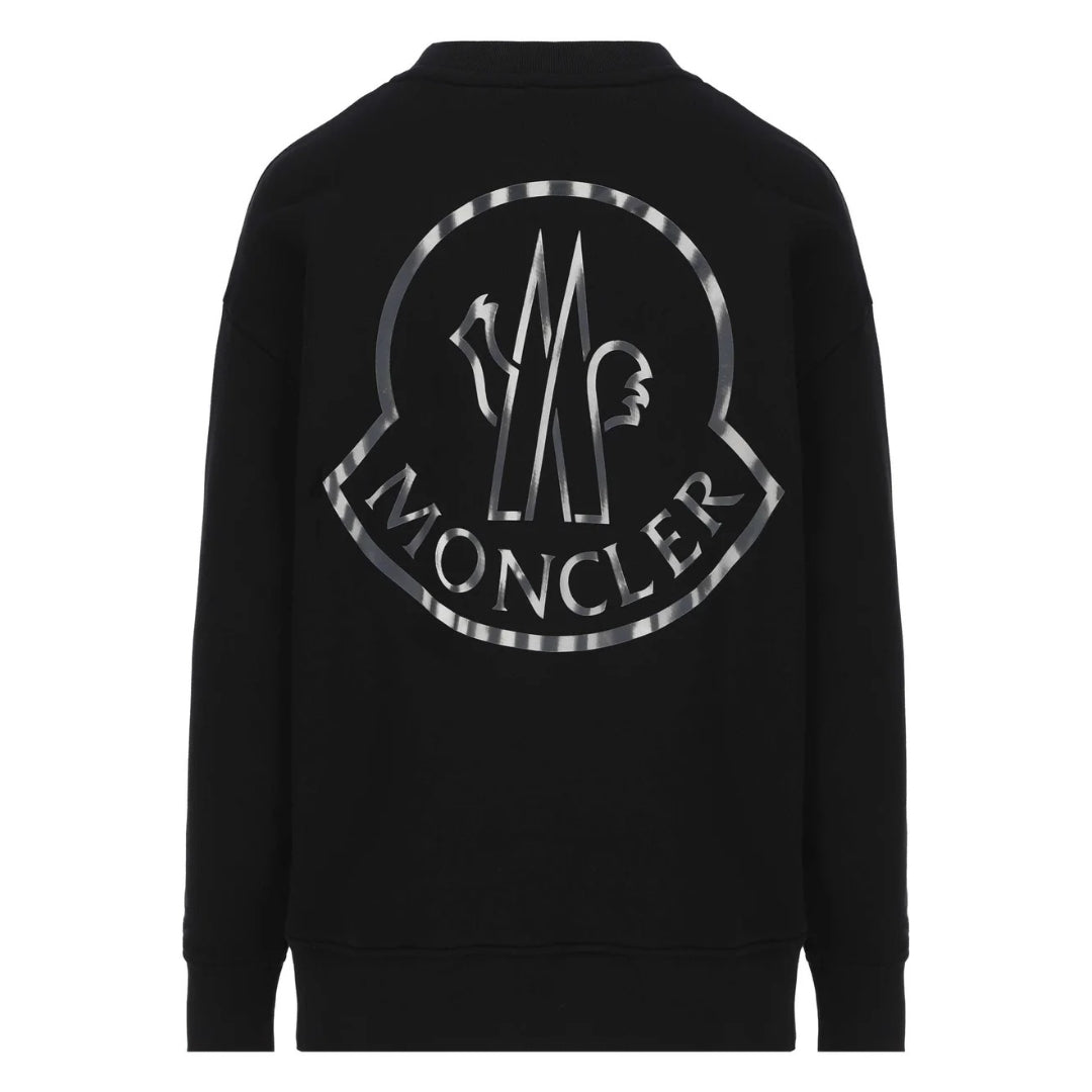 Moncler Detailed Logo On Back Black Sweatshirt - Style Centre Wholesale