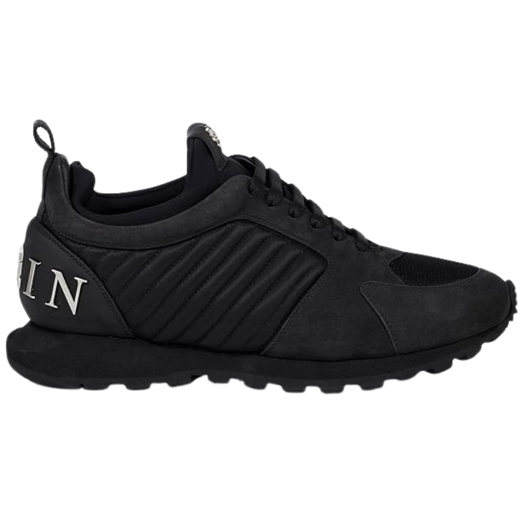 PHILIPP PLEIN A17S MSC0776 PLE067N 291 BLACK/NICKEL TRAINERS UK 8.5
