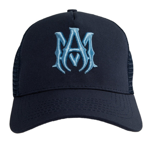 Amiri MA Logo Navy Blue Trucker Hat One Size
