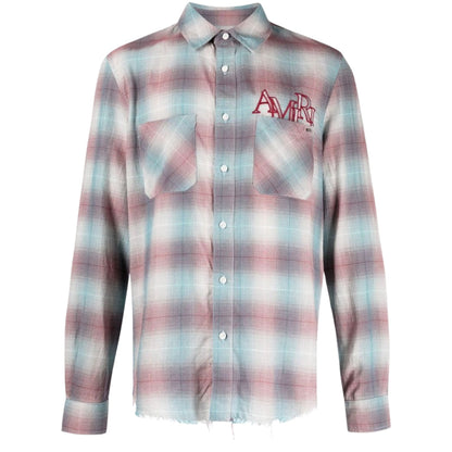 Amiri Staggered Plaid Flannel Shirt