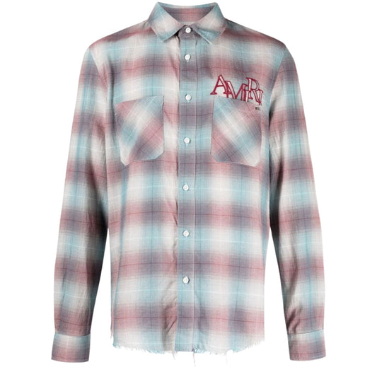 Amiri Staggered Plaid Flannel Shirt