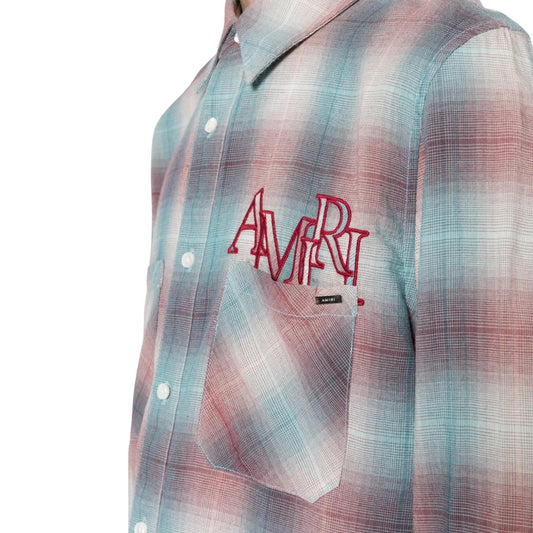 Amiri Staggered Plaid Flannel Shirt