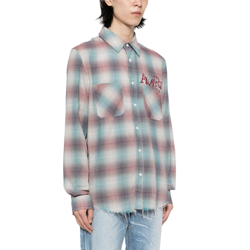 Amiri Staggered Plaid Flannel Shirt