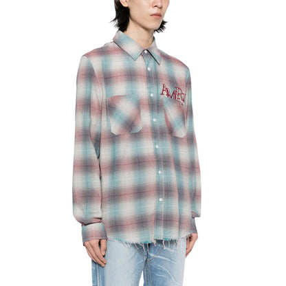 Amiri Staggered Plaid Flannel Shirt