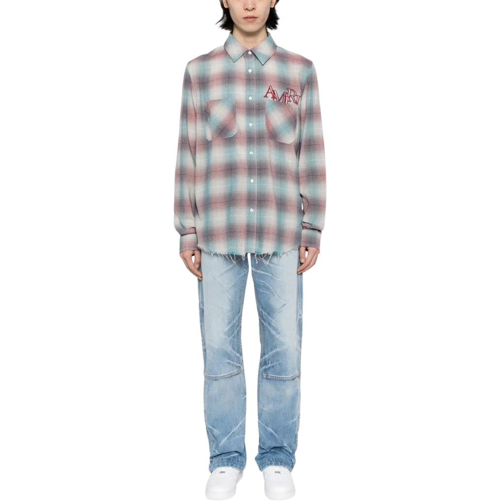 Amiri Staggered Plaid Flannel Shirt