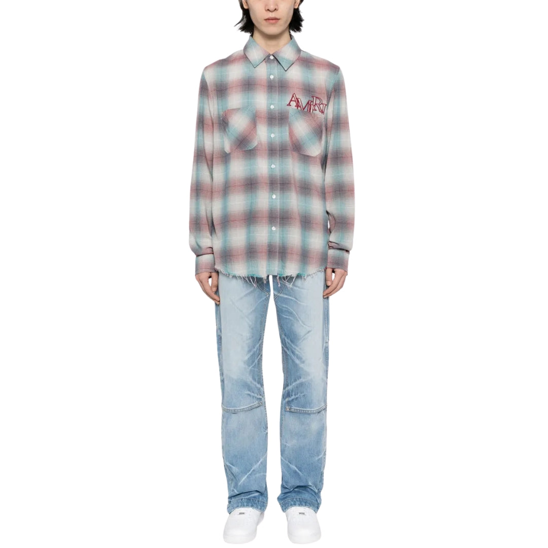 Amiri Staggered Plaid Flannel Shirt