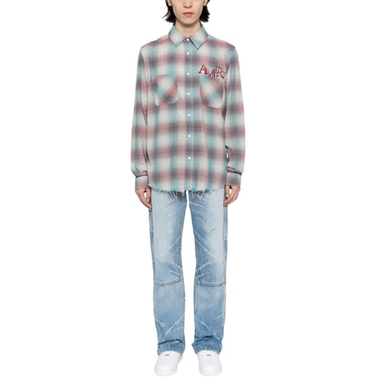 Amiri Staggered Plaid Flannel Shirt