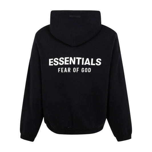Fear Of God Black White Logo Essential Hoodie