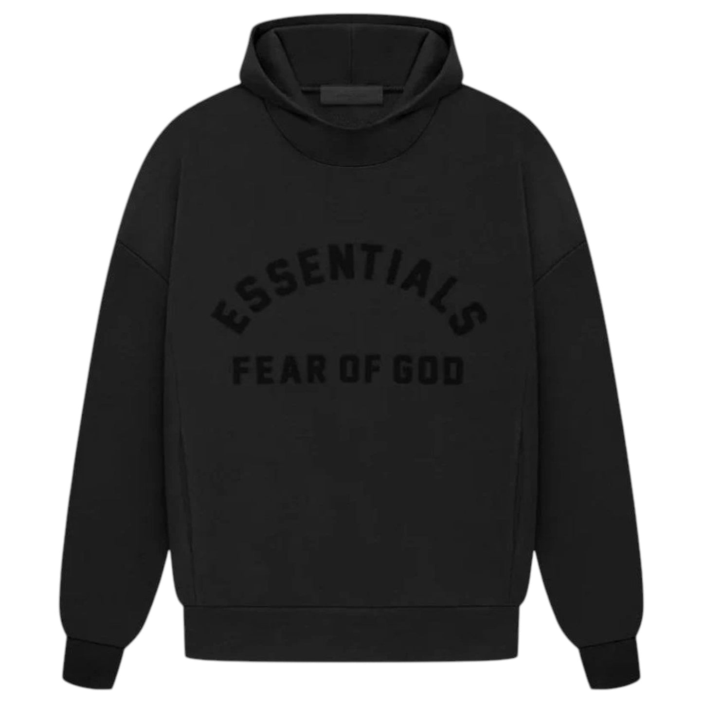 Fear Of God Jet Black Arch Logo Essentials Hoodie