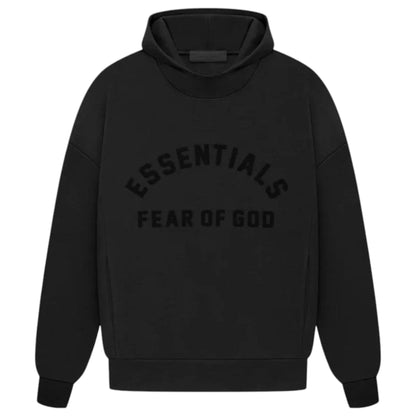 Fear Of God Jet Black Arch Logo Essentials Hoodie