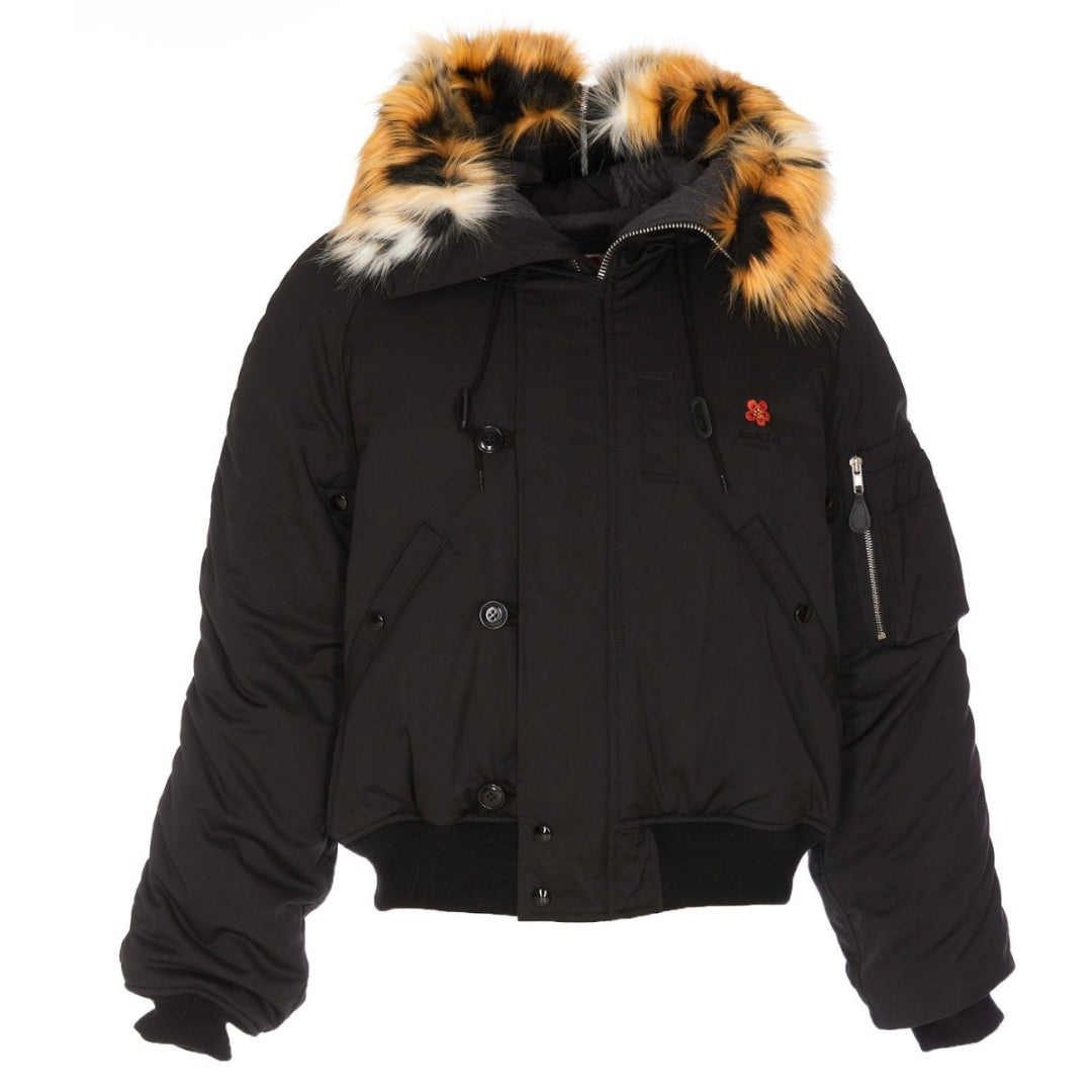 Kenzo Plain Black Bomber Jacket M